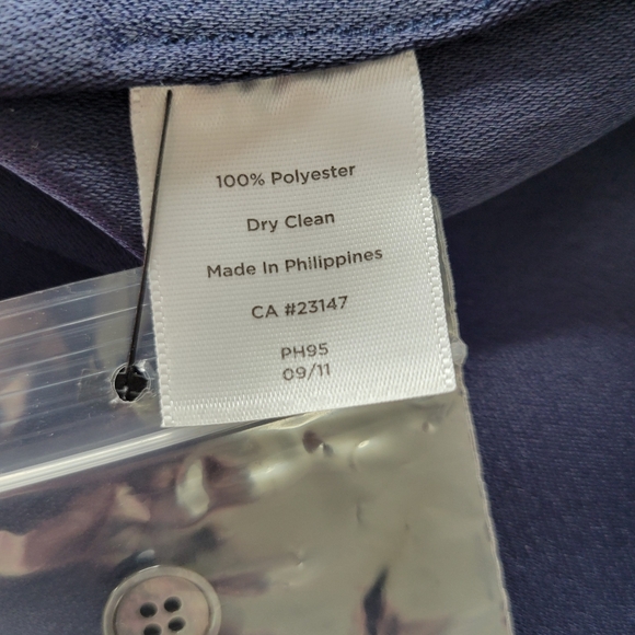 Talbots Shirt Dress Size 8P Navy Epaulet Shoulder Belt Roll Tab Long Sleeves New - Picture 9 of 13